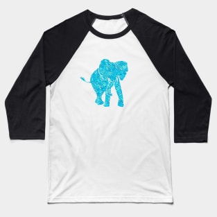 Beautiful Blue Elephant. A majestic elephant in a speckled pattern of aqua, aquamarine and turquoise spots and dots. Baseball T-Shirt